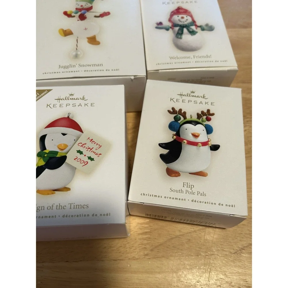 lot of 12 hallmark‎ keepsake ornaments Snowman Gingerbread penguin